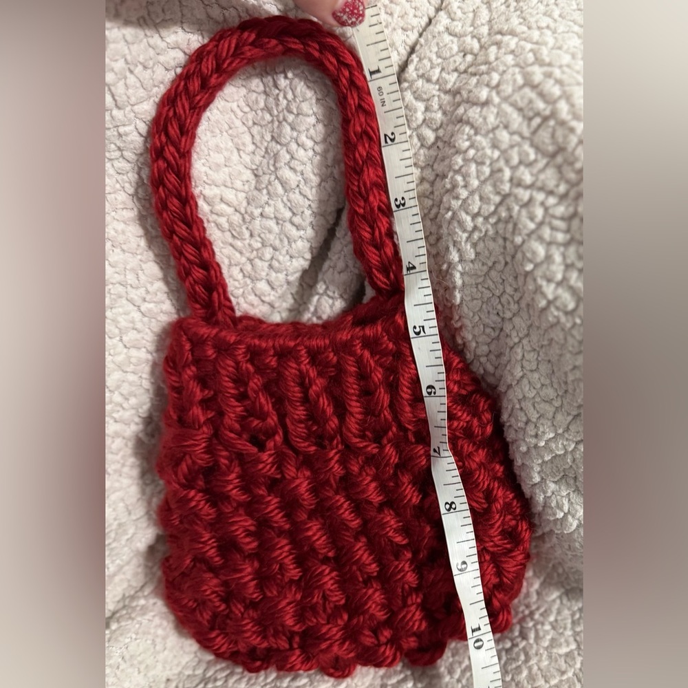 Handmade Hand Crafted Knit Purse Red - Picture 3 of 5